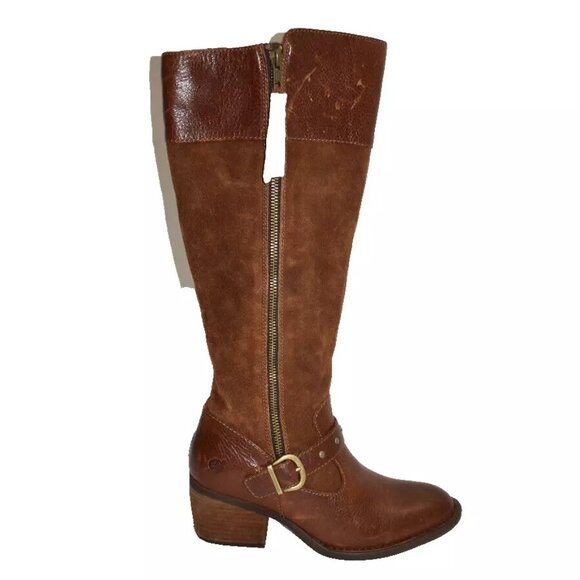New! Born Alize Double Zip Boot Brown Suede Size 7 M BR0015726 DD446 - Picture 1 of 7